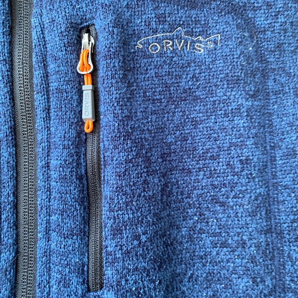 Orvis Vest Men Medium Blue Classic Fleece Full Zip Fly Fishing Zip Golf Pocket - Picture 5 of 11